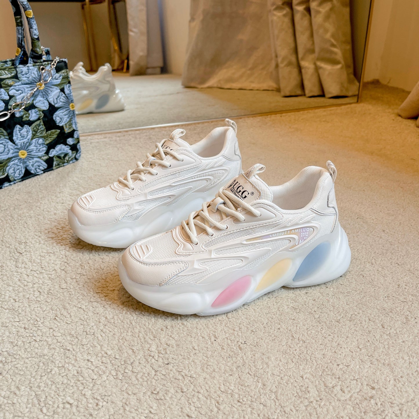 DK1651 White Rainbow Sneaker soft Leather