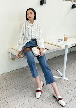 DK1630 Daisy Pearl -Strap Flat soft leather shoes