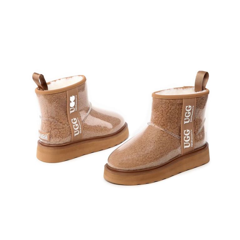 DK097 Clear Mini Classic PU waterproof Australia Sheepskin Rain ugg boots