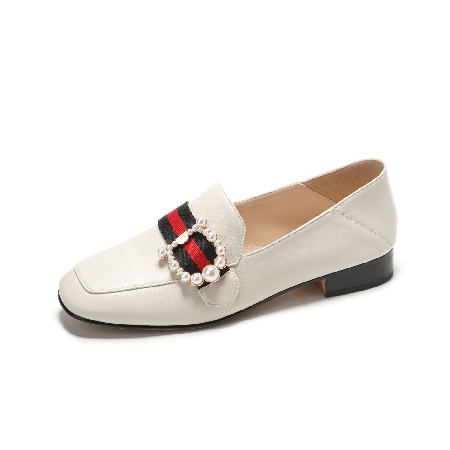 DK1630 Daisy Pearl -Strap Flat soft leather shoes