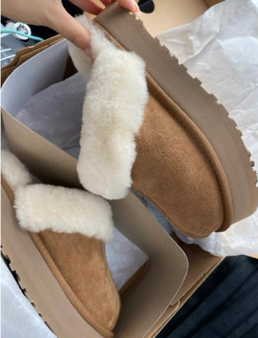 DK083 Platform Sheepskin UGG Slipper