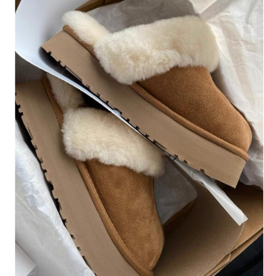 DK083 Platform Sheepskin UGG Slipper