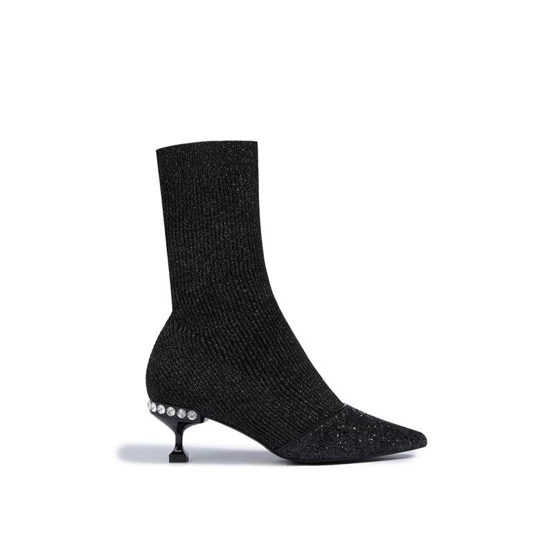 DK328 Lurex Knit Ankle Boot