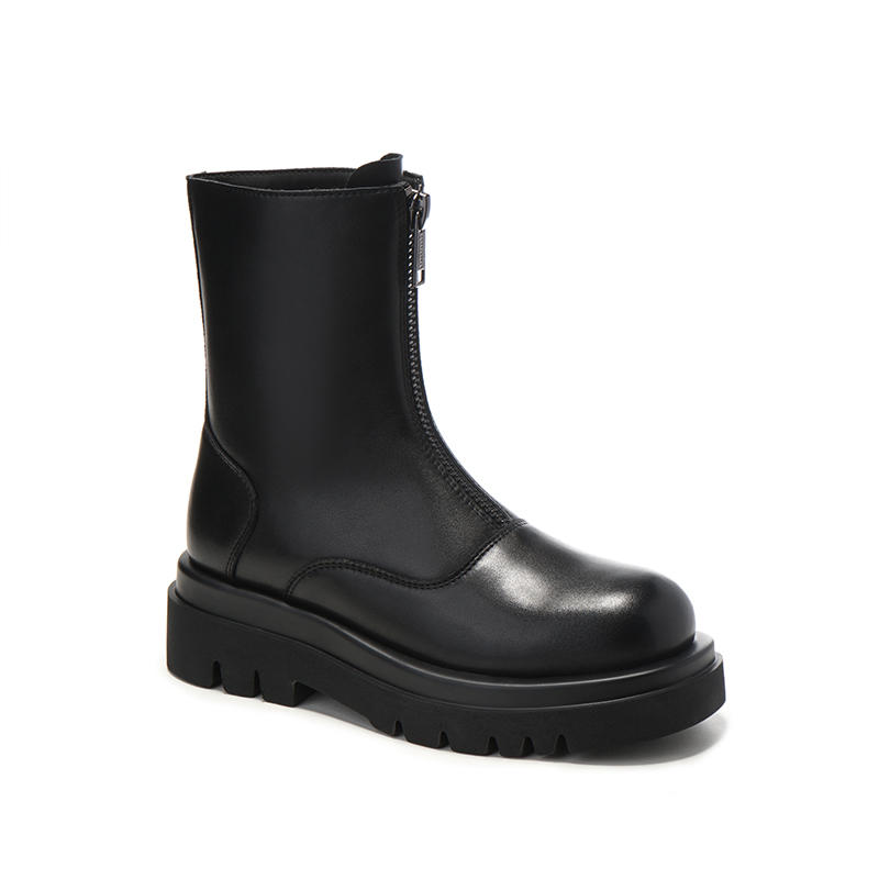 DK1344 Bianca Front Zip Leather Boot
