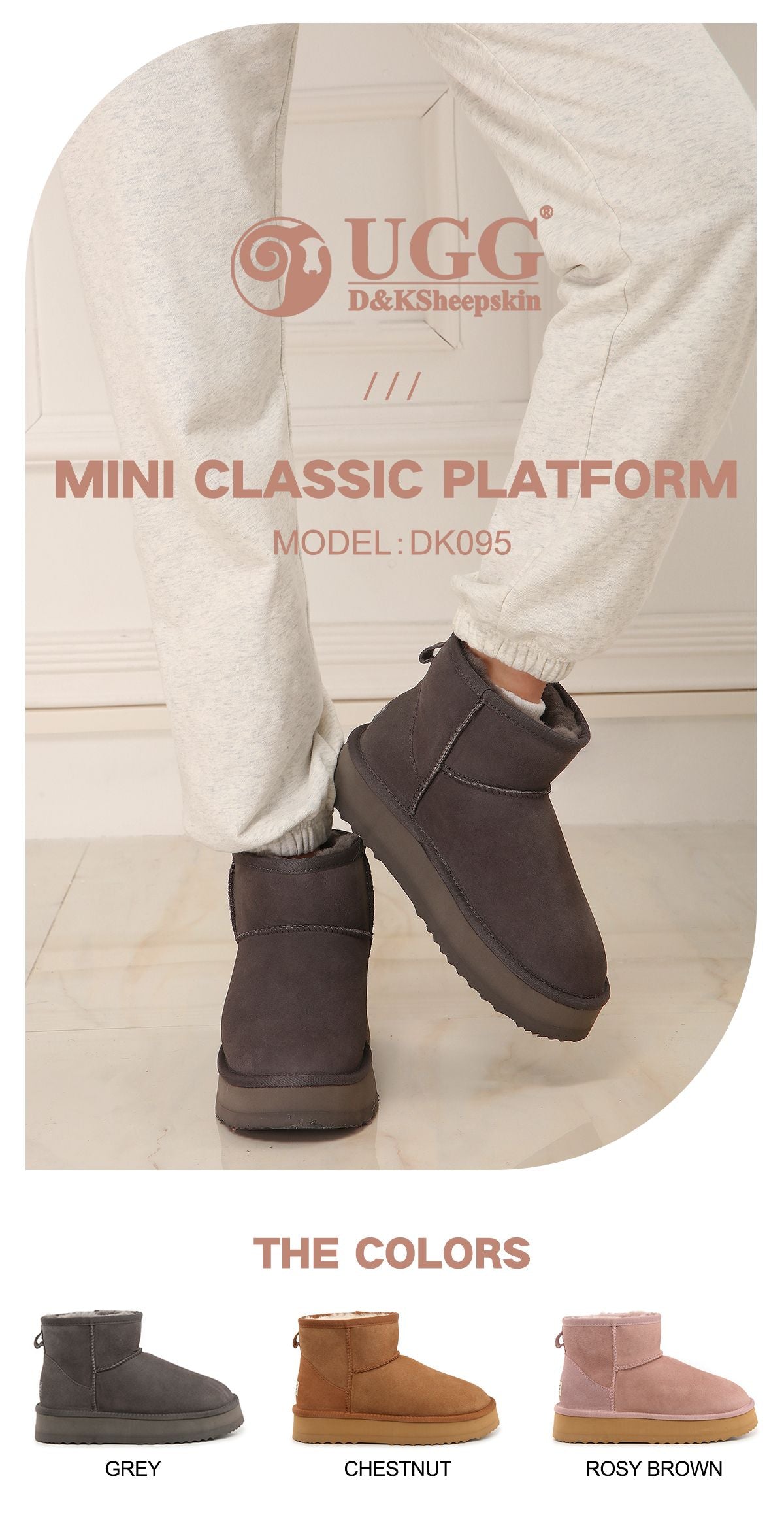 DK095 Classic Mini Platform Austalia sheepskin UGG boot