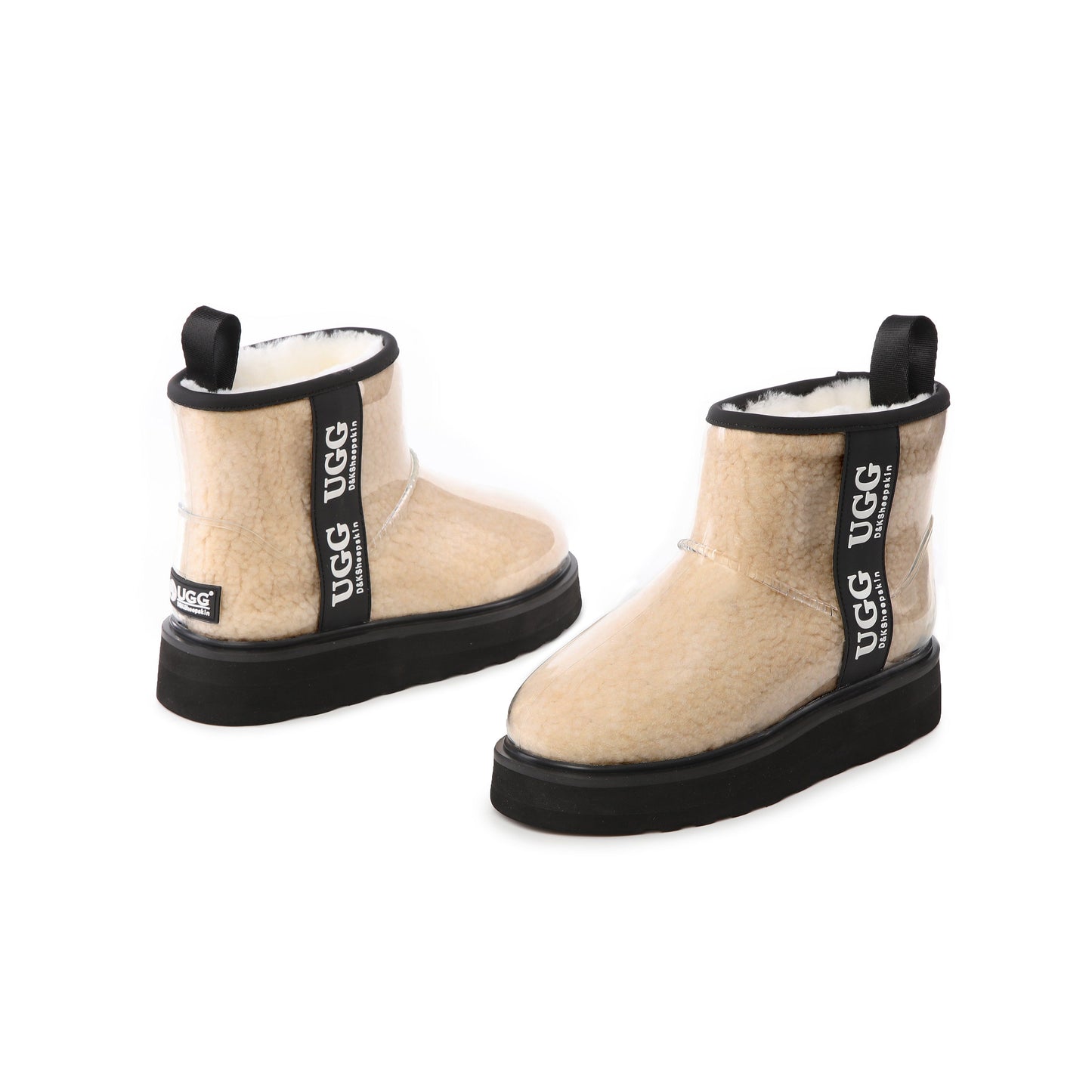 DK097 Clear Mini Classic PU waterproof Australia Sheepskin Rain ugg boots