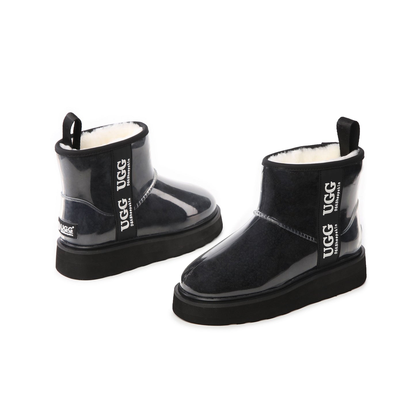 DK097 Clear Mini Classic PU waterproof Australia Sheepskin Rain ugg boots