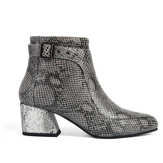DK364S Bia Buckle Boot Snake Print Leather sheepskin lining